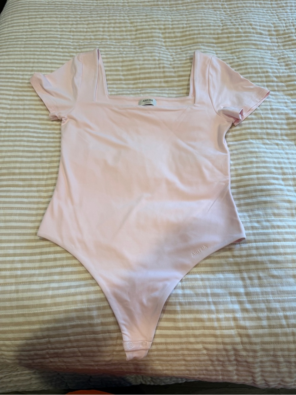 Aritzia Light Pink Square-Neck Bodysuit
